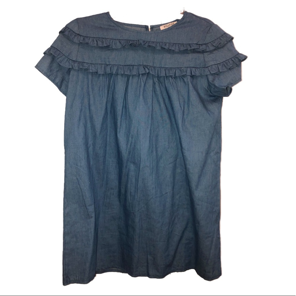 denim ruffle dress